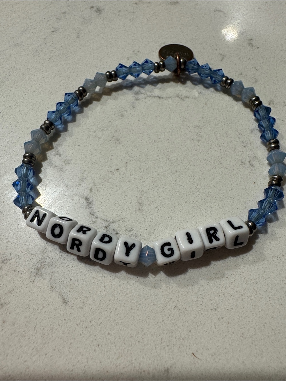 Nordstrom Blue and White Beaded 'NORDYGIRL' Bracelet